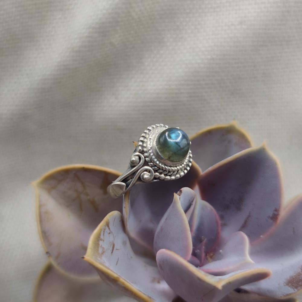 Anello etnico in argento 925 labradorite - ESHARA