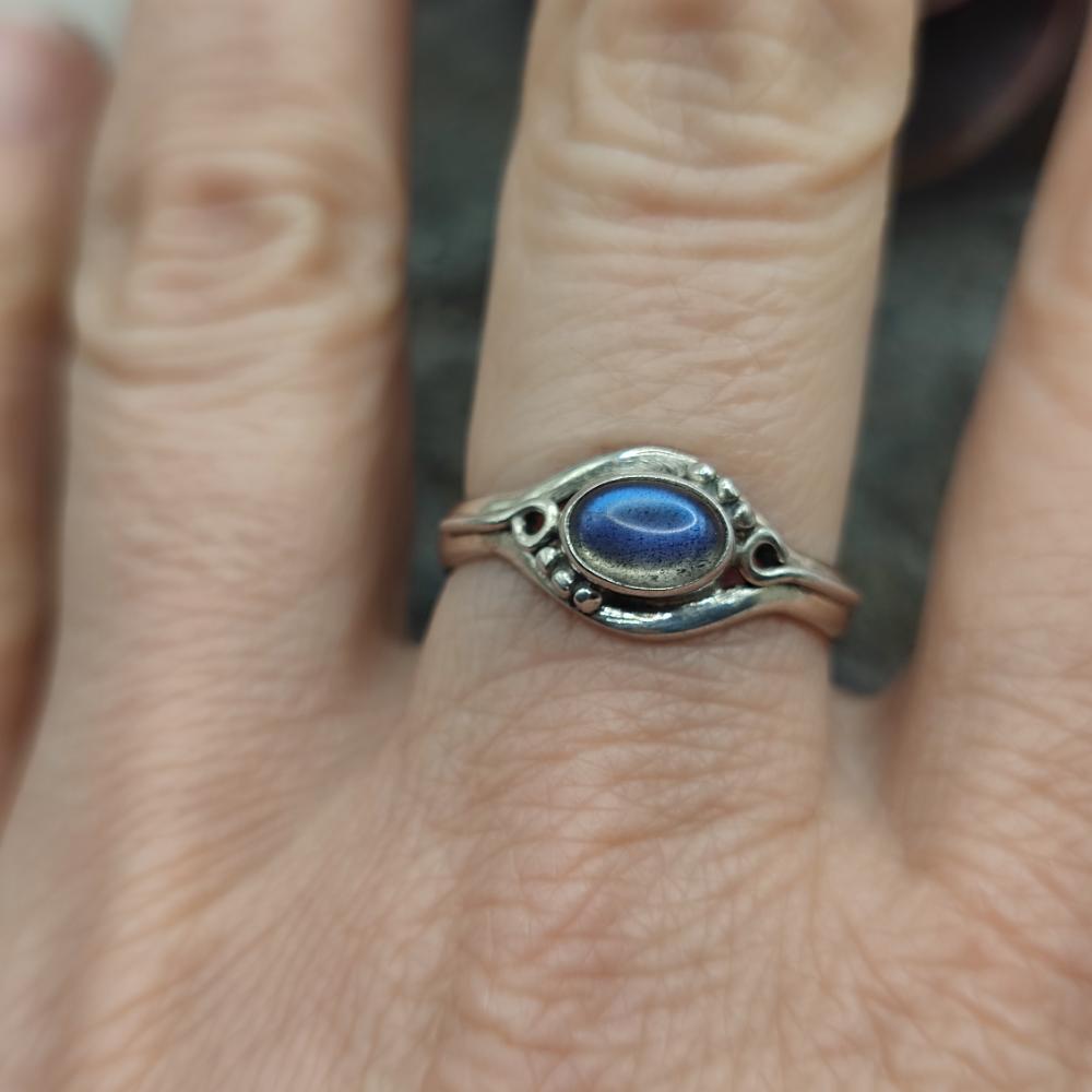 Anello etnico in argento 925 labradorite - VAIDHEI