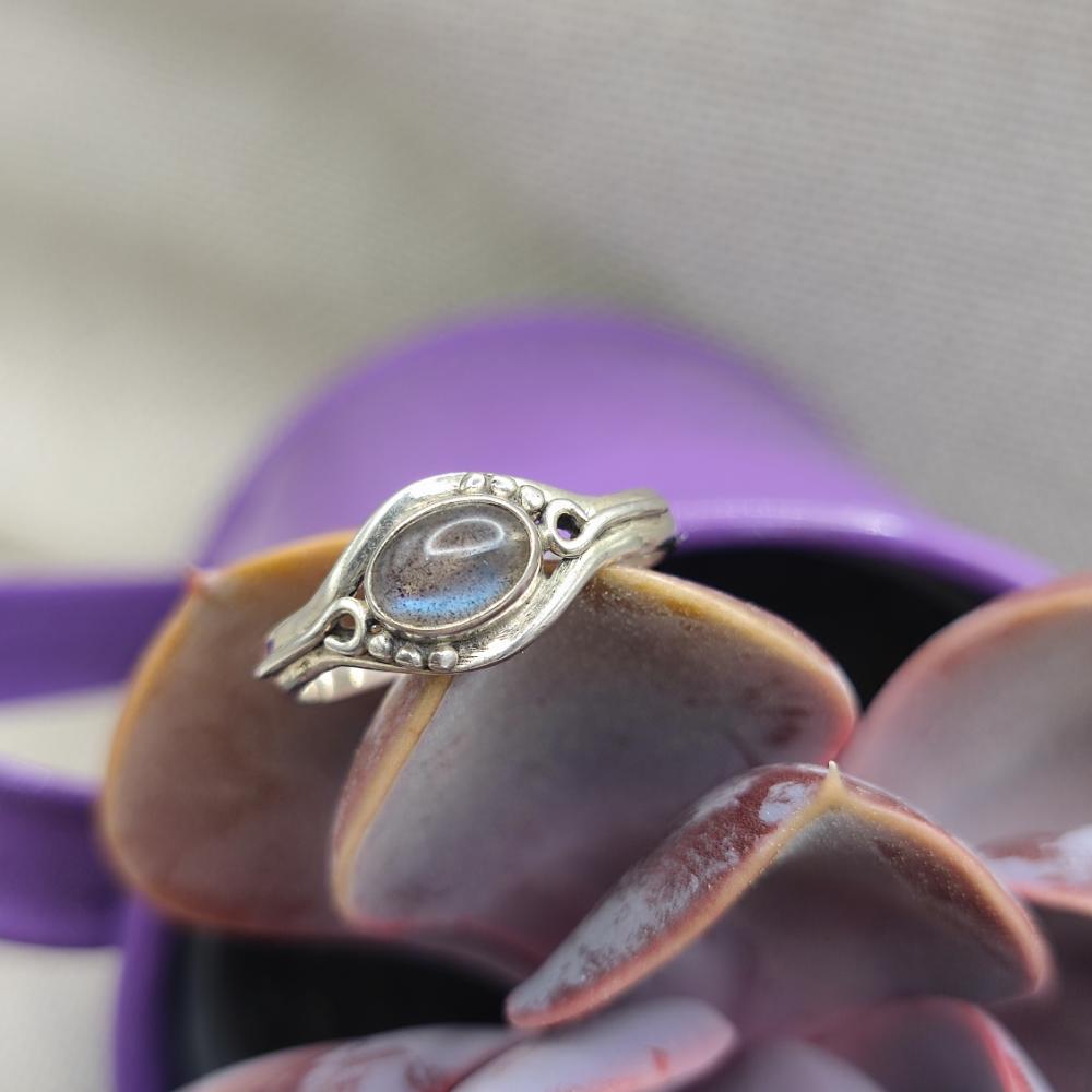 Anello etnico in argento 925 labradorite - VAIDHEI