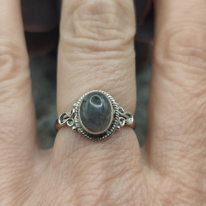 Anello etnico in argento 925 labradorite - ZAINAH