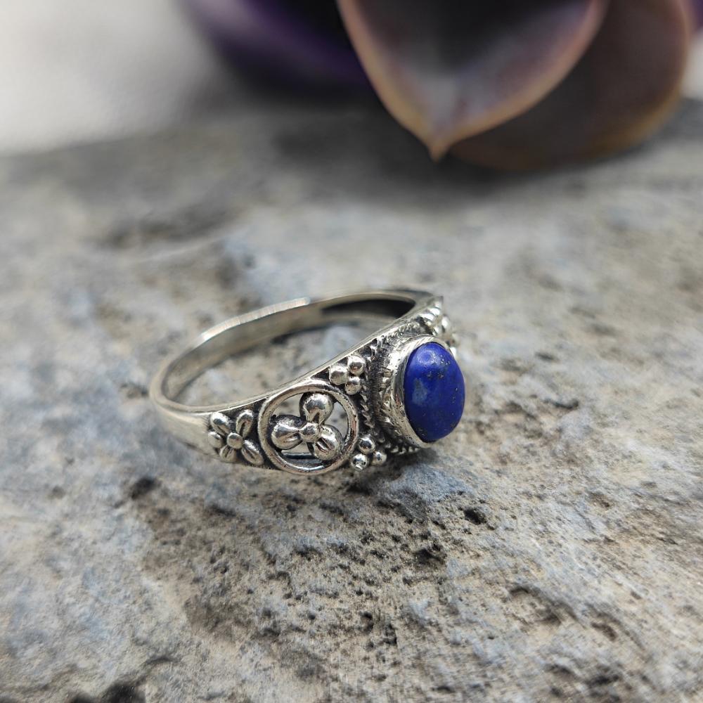 Anello etnico in argento 925 con lapisalzzuli - SORAYA