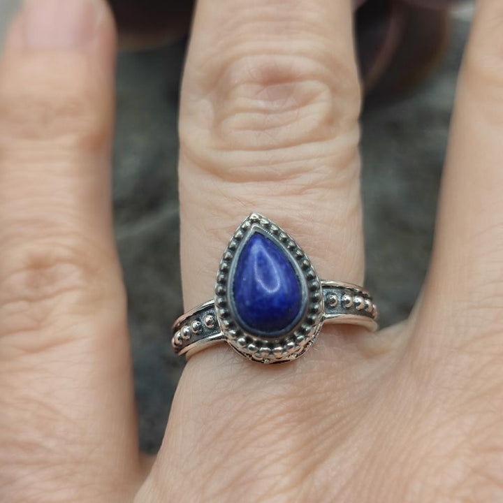 Anello etnico in argento 925 con lapisalzzuli - TANVI
