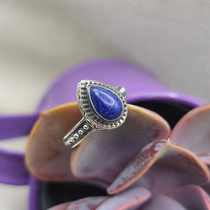 Anello etnico in argento 925 con lapisalzzuli - TANVI