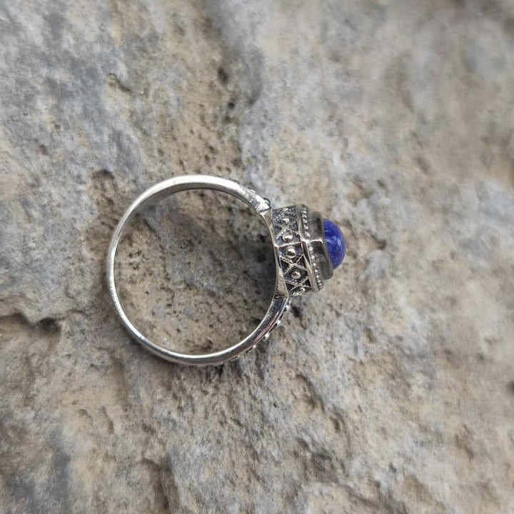 Anello etnico in argento 925 con lapisalzzuli - TANVI