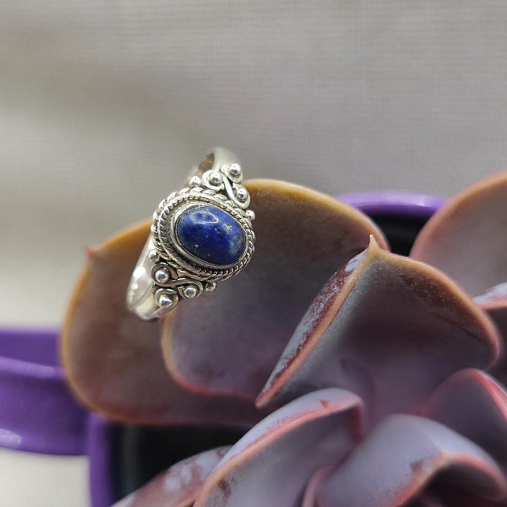 Anello etnico in argento 925 con lapisalzzuli - TANVIJ
