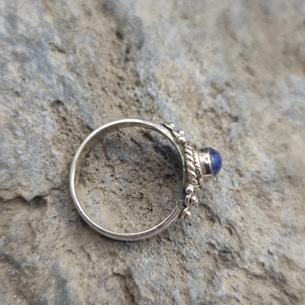 Anello etnico in argento 925 con lapisalzzuli - TANVIJ