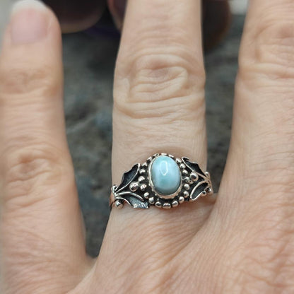 Anello etnico in argento 925 con larimar - LAHARI