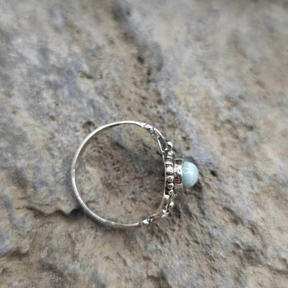 Anello etnico in argento 925 con larimar - LAHARI