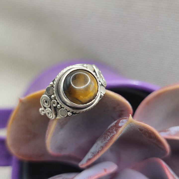 Anello etnico in argento 925 occhio di tigre - MALIKA