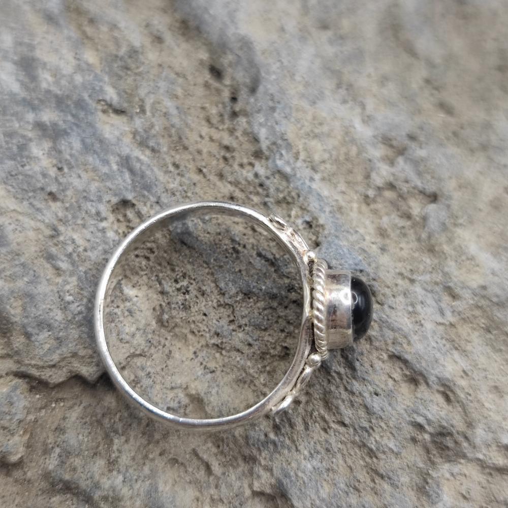 Anello etnico in argento 925 onice nero - SUHANA