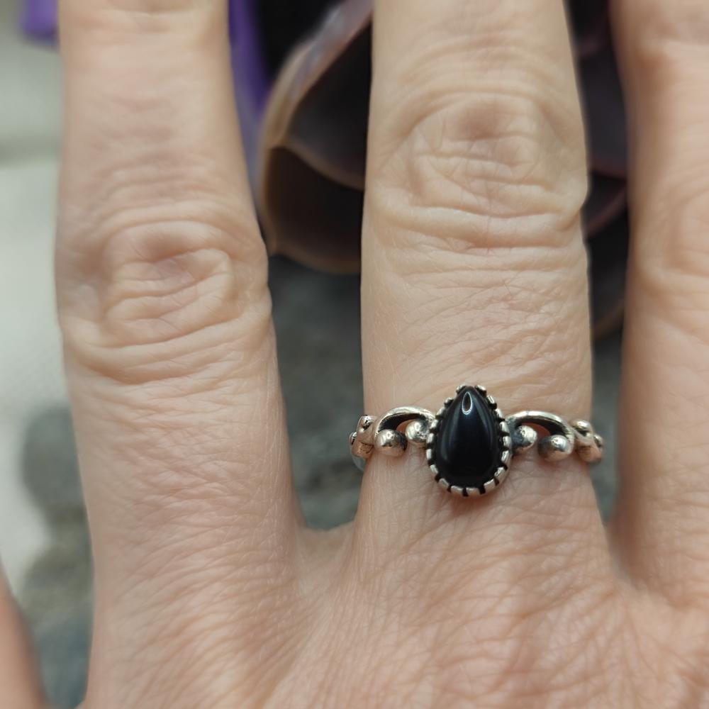 Anello etnico in argento 925 onice nero - UMAH