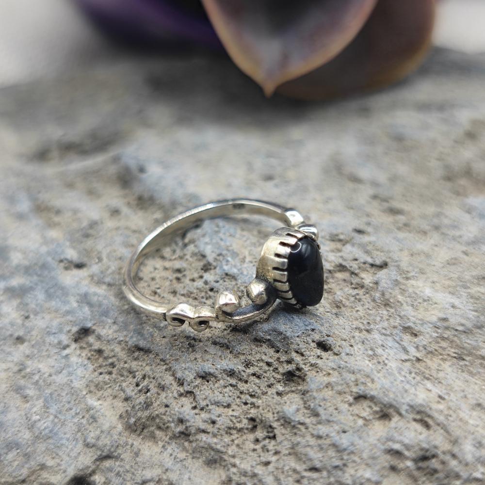 Anello etnico in argento 925 onice nero - UMAH