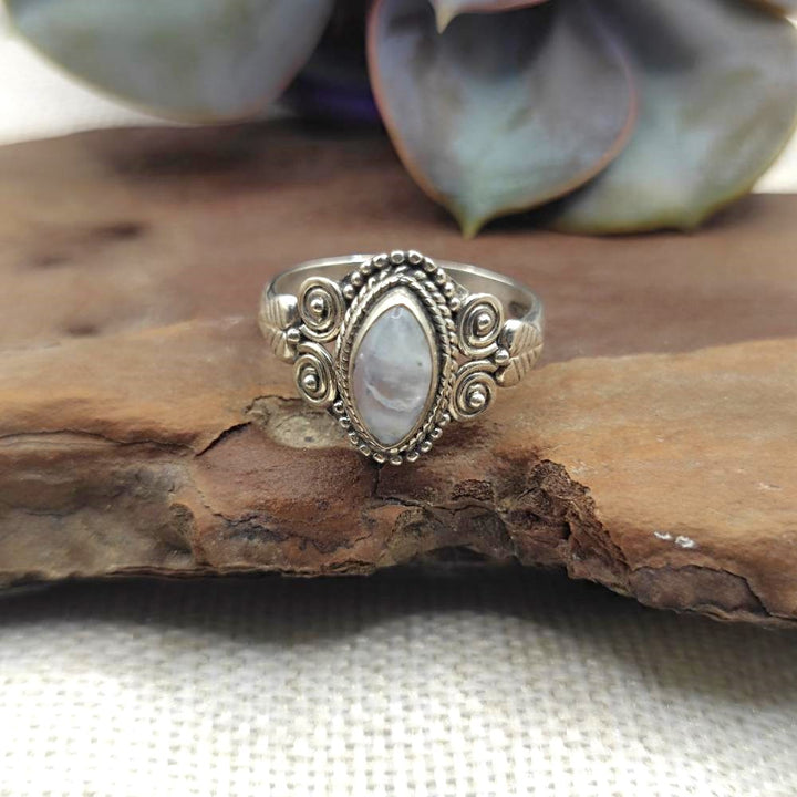 Anello etnico in argento 925 con pietra - AMALAPURAM