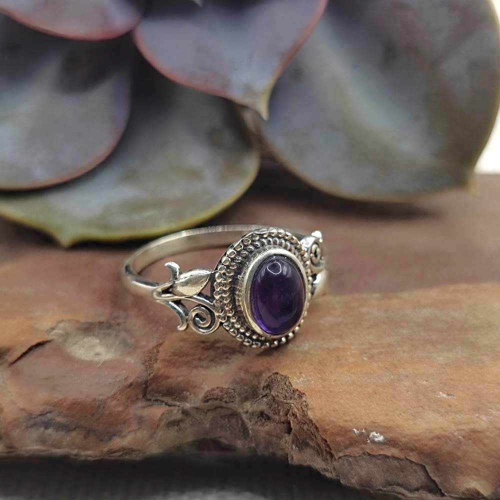 Anello etnico in argento 925 con pietra - ASIFABAD ametista