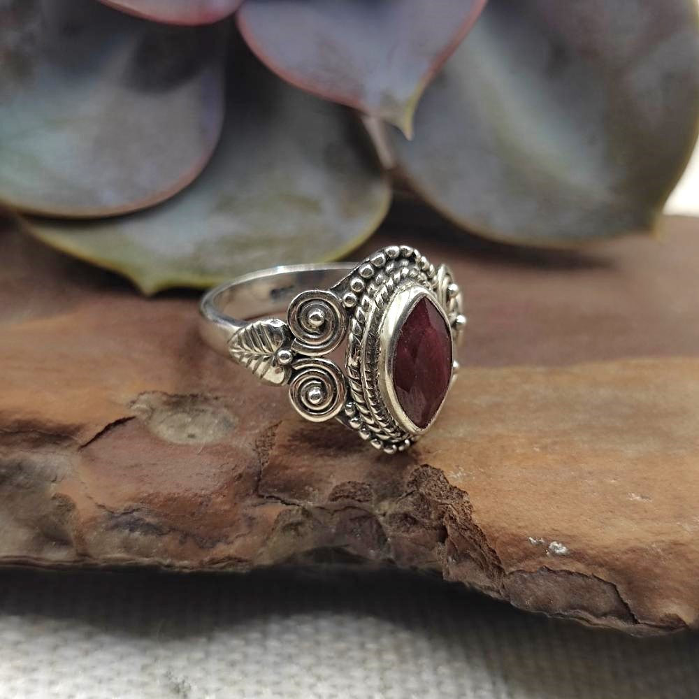 Anello etnico in argento 925 con pietra - CHITTOOR