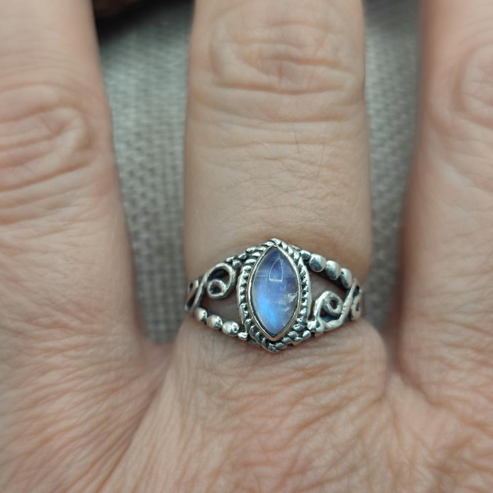 Anello etnico in argento 925 con pietra - EDDUMAILARAM