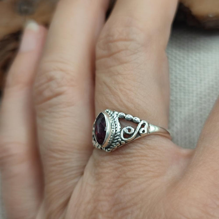 Anello etnico in argento 925 con pietra - EDDUMAILARAM