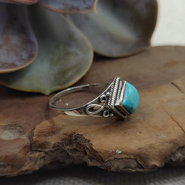 Anello etnico in argento 925 con pietra - EKAMBARA