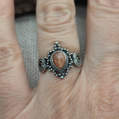 Anello etnico in argento 925 con pietra - GAJAPATHI