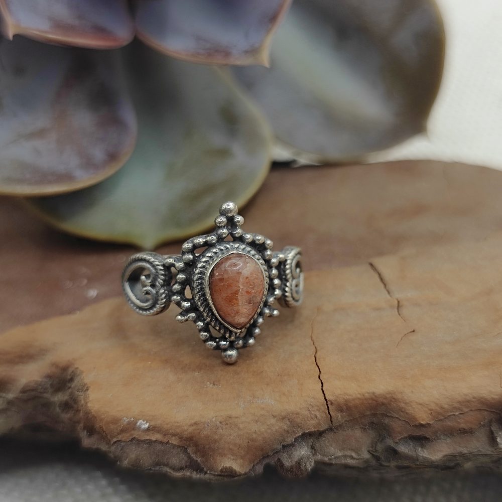 Anello etnico in argento 925 con pietra - GAJAPATHI