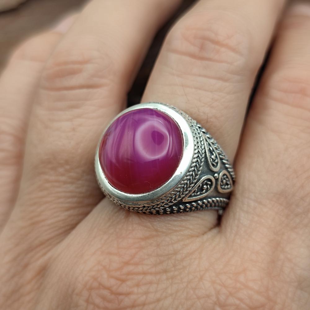 Anello etnico in argento 925 con pietra - BIMHPUR.