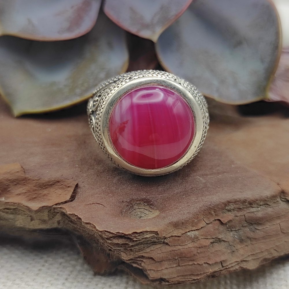 Anello etnico in argento 925 con pietra - BIMHPUR.