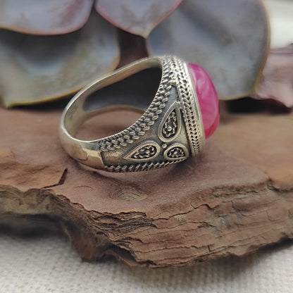 Anello etnico in argento 925 con pietra - BIMHPUR.