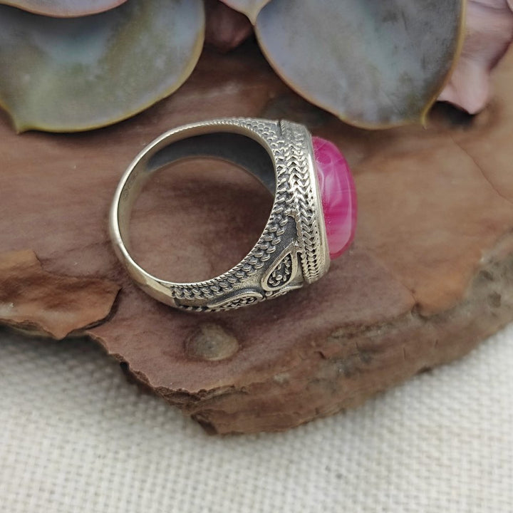 Anello etnico in argento 925 con pietra - BIMHPUR.