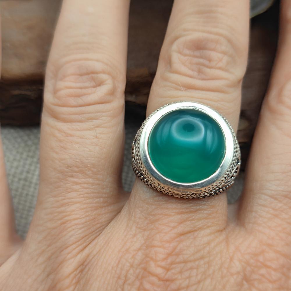 Anello etnico in argento 925 con pietra - BIMHPUR.