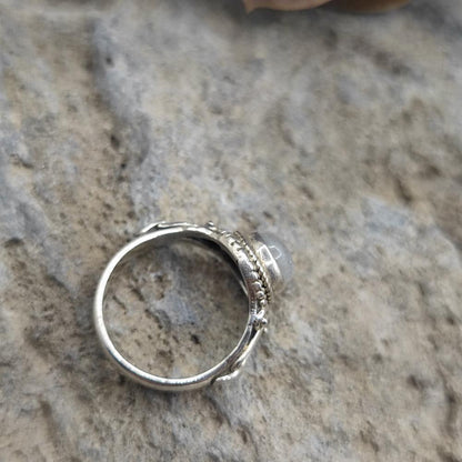 Anello etnico in argento 925 pietra di luna - ESHARA
