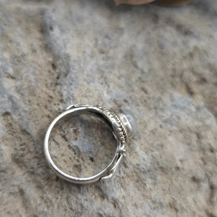 Anello etnico in argento 925 pietra di luna - ESHARA