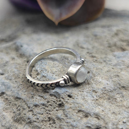 Anello etnico in argento 925 pietra di luna - SAFYA