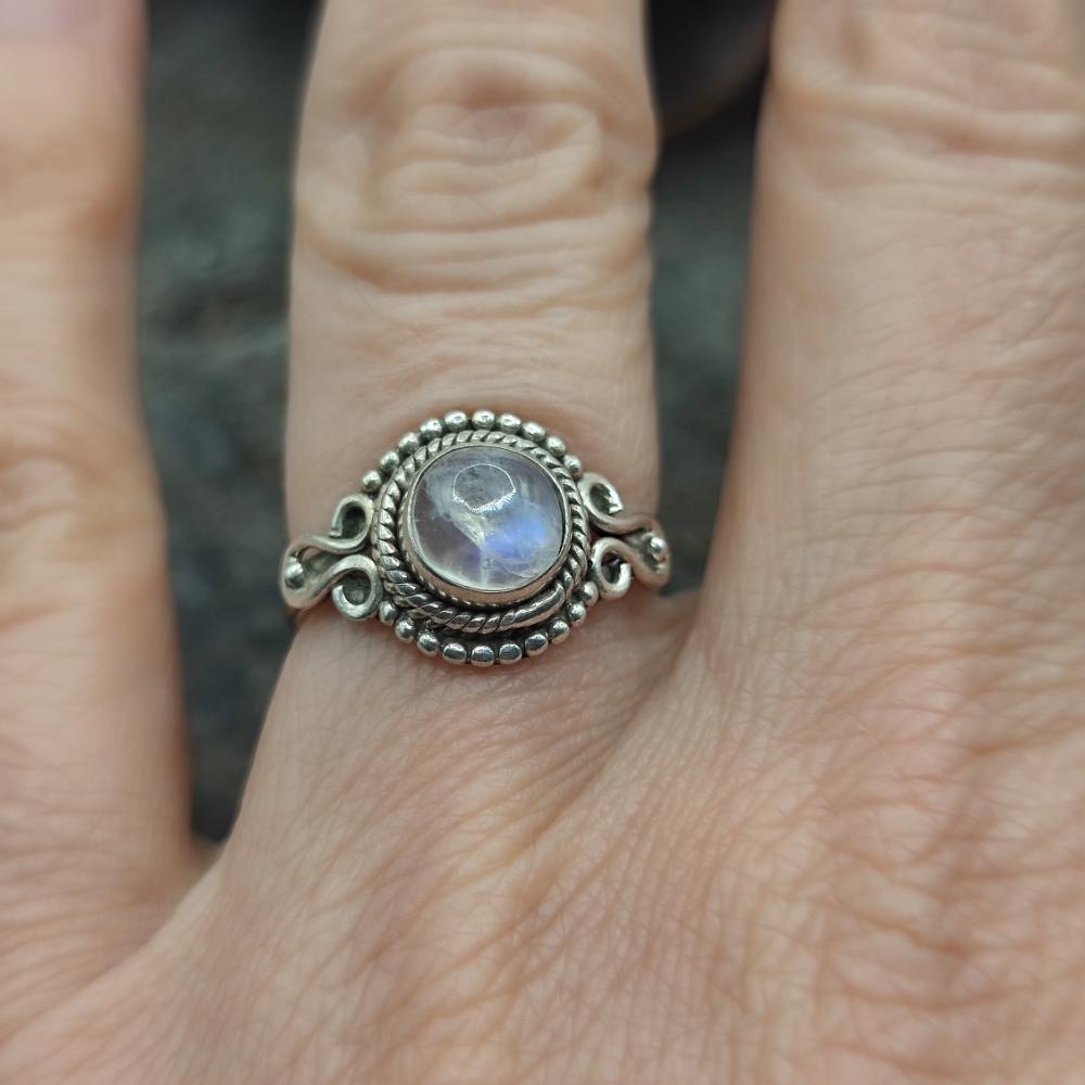 Anello etnico in argento 925 pietra di luna - SITAM