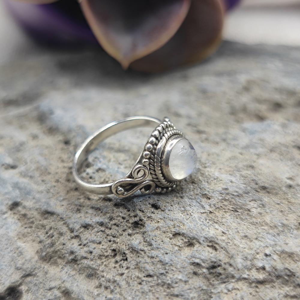 Anello etnico in argento 925 pietra di luna - SITAM