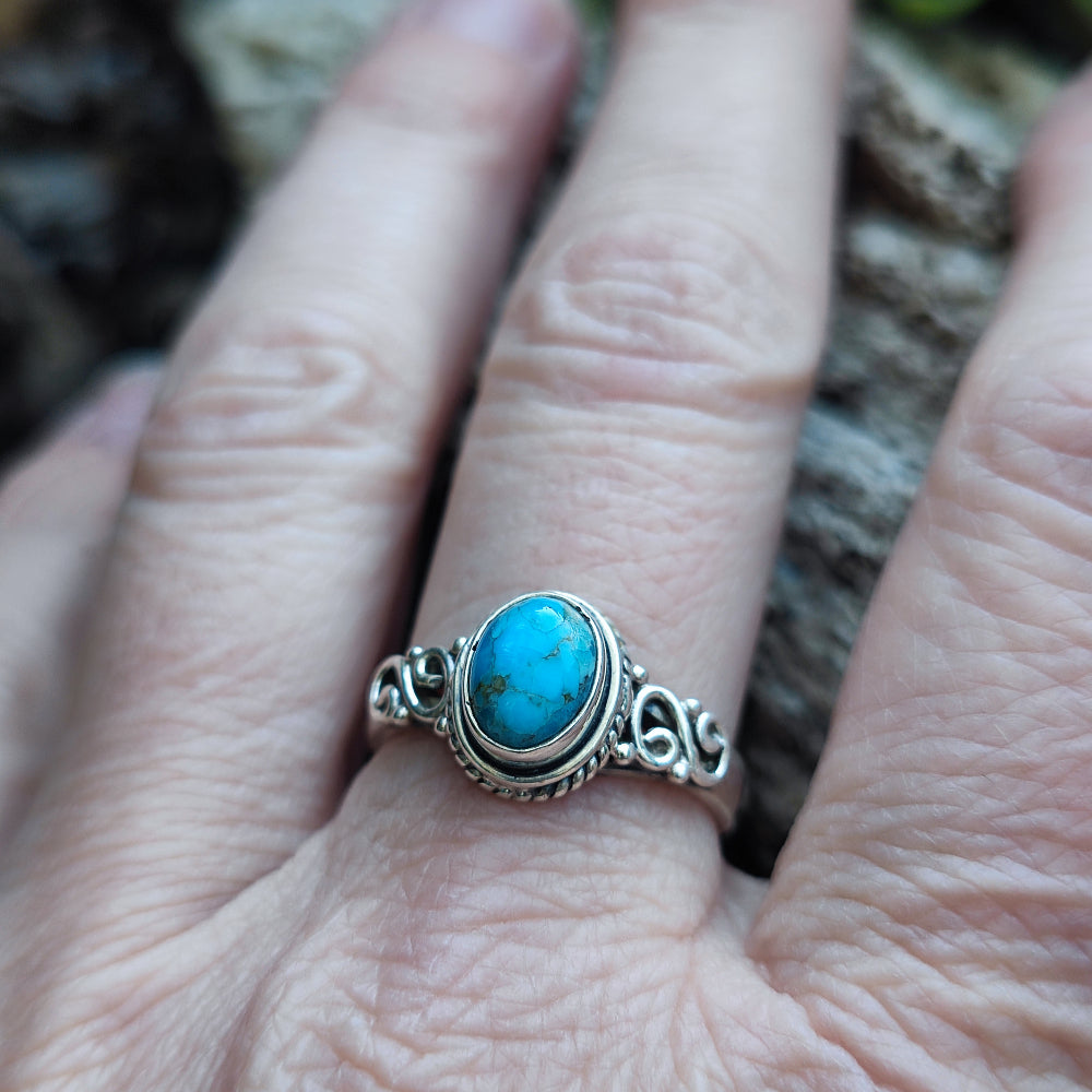 Anello etnico con pietra in argento 925 - GAMPAHA