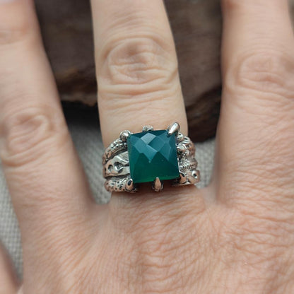 Anello etnico in argento 925 con pietra - HOOMLA