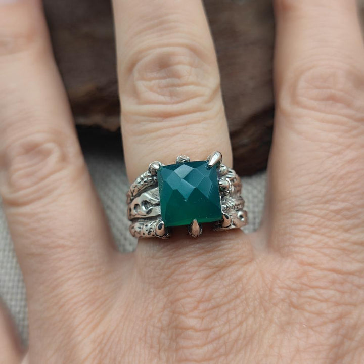 Anello etnico in argento 925 con pietra - HOOMLA