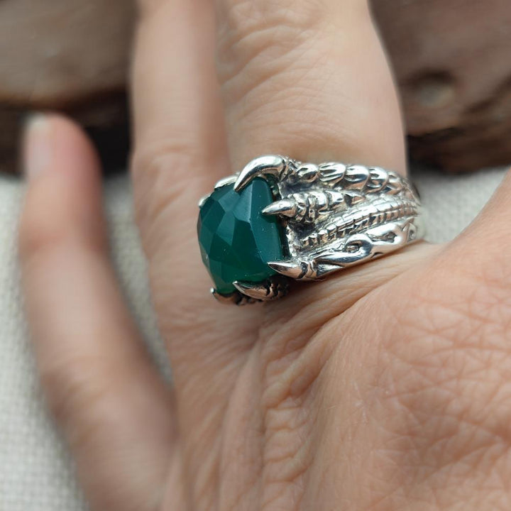 Anello etnico in argento 925 con pietra - HOOMLA