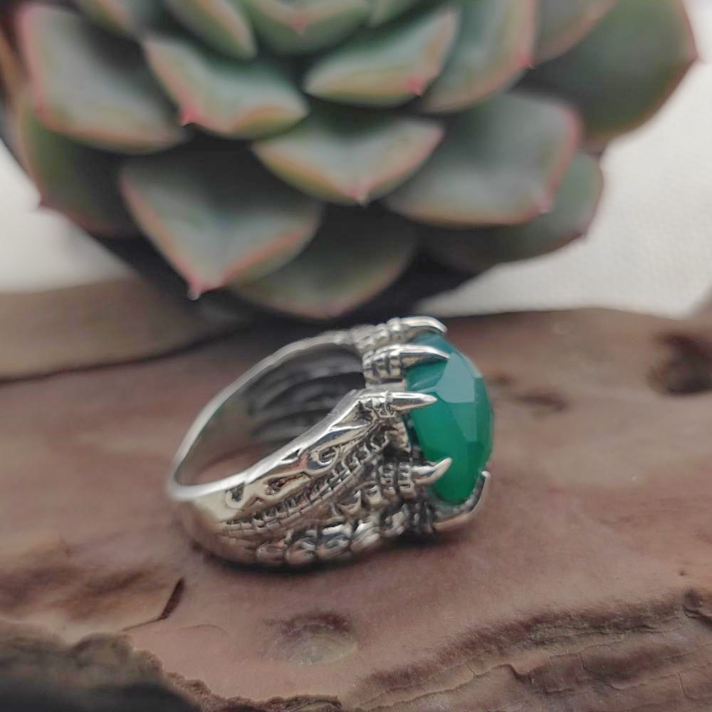 Anello etnico in argento 925 con pietra - HOOMLA