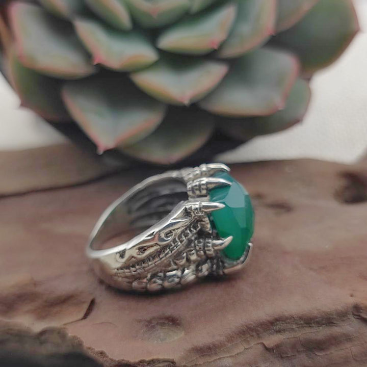 Anello etnico in argento 925 con pietra - HOOMLA