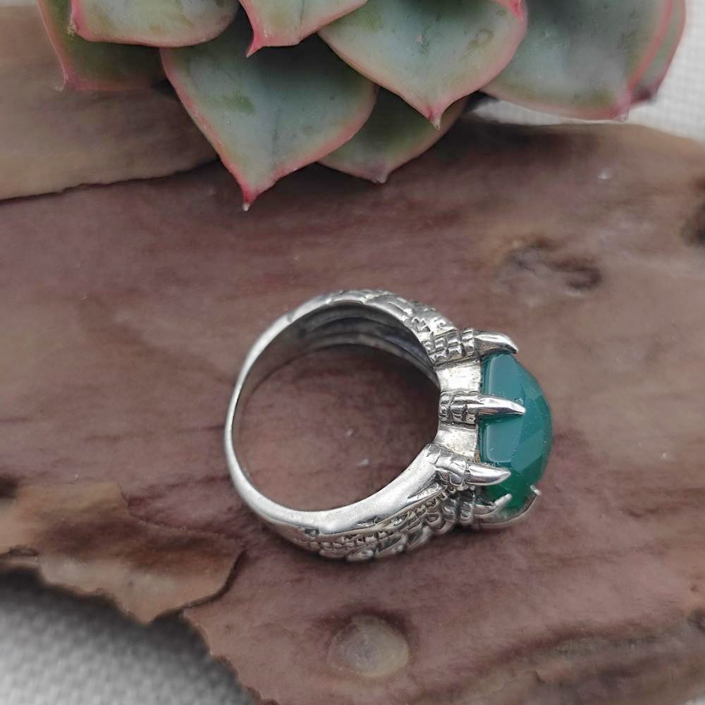 Anello etnico in argento 925 con pietra - HOOMLA