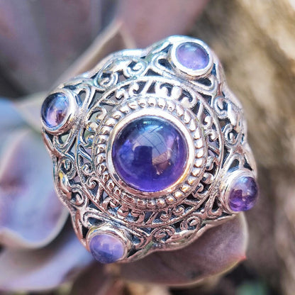 Anello etnico con pietra in argento 925 - JAMDA