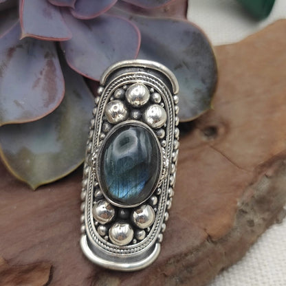 Anello etnico in argento 925 con pietra - KESHIARY