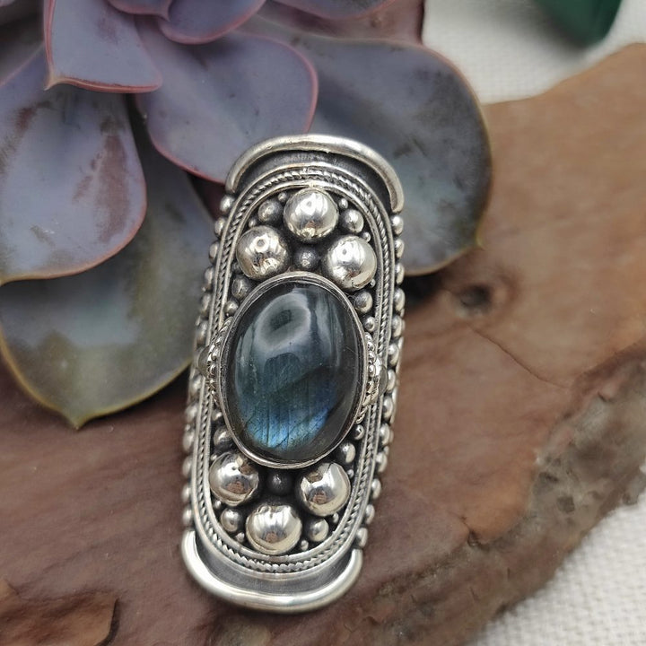 Anello etnico in argento 925 con pietra - KESHIARY