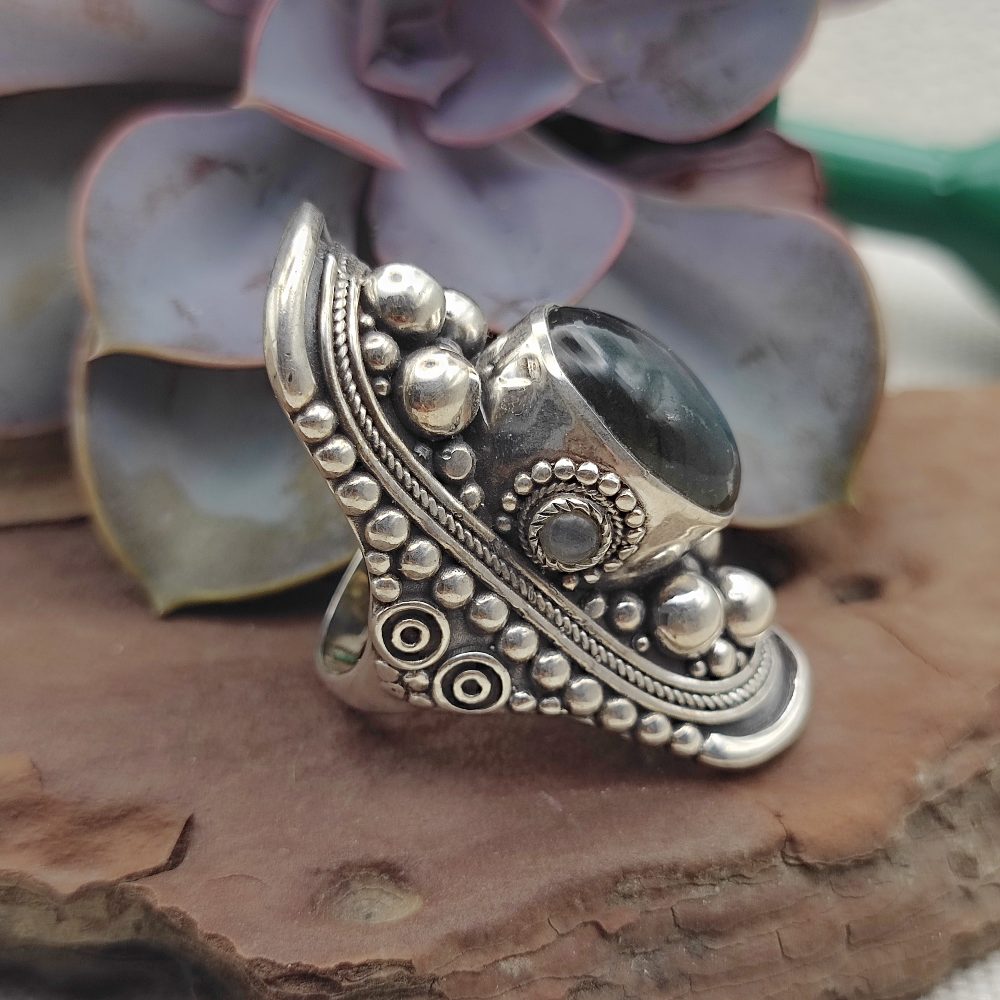 Anello etnico in argento 925 con pietra - KESHIARY