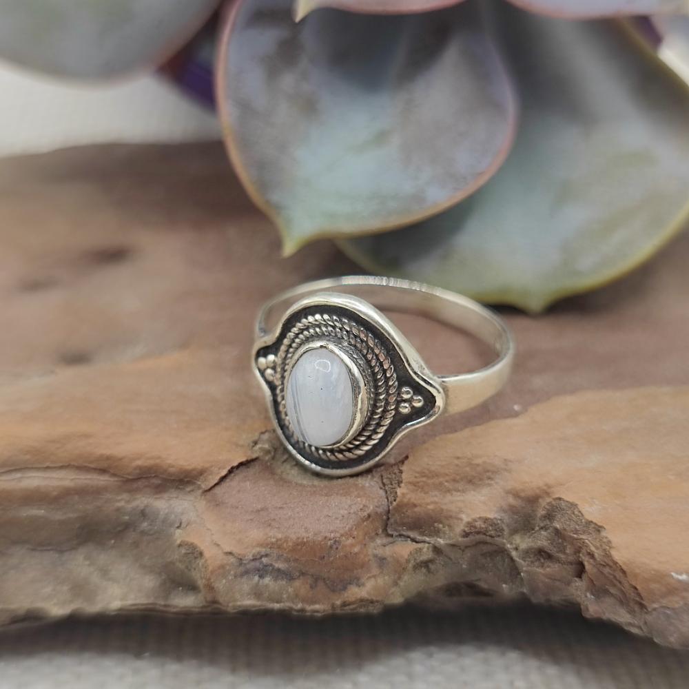 Anello etnico in argento 925 con pietra - NARAIL