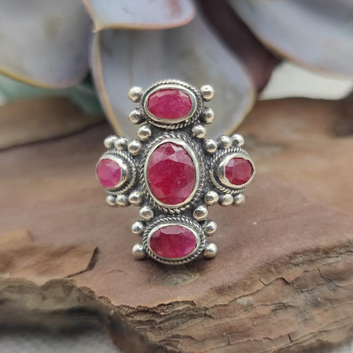 Anello etnico in argento 925 con pietra - PORADIH