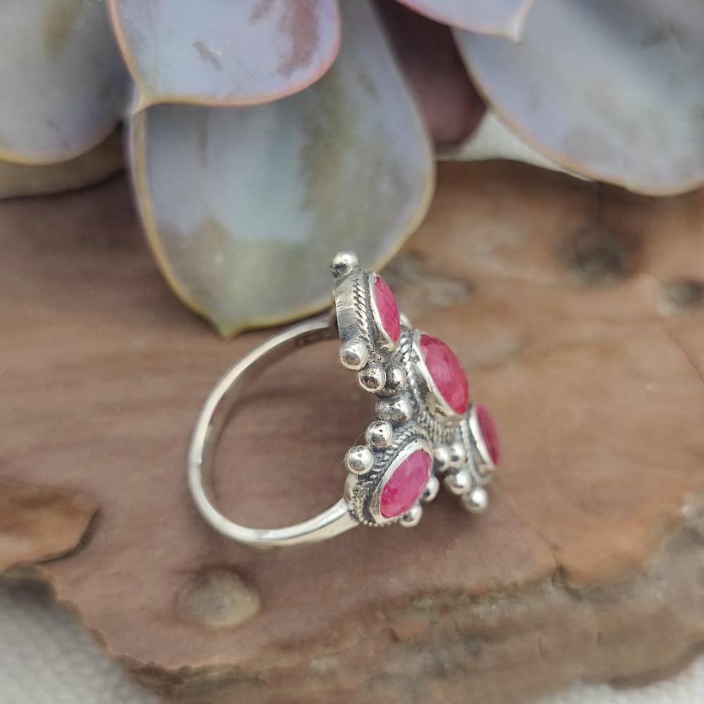 Anello etnico in argento 925 con pietra - PORADIH