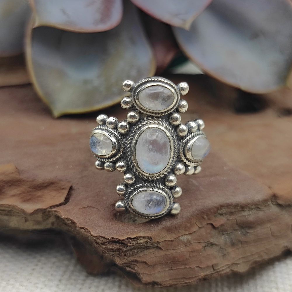 Anello etnico in argento 925 con pietra - PORADIH