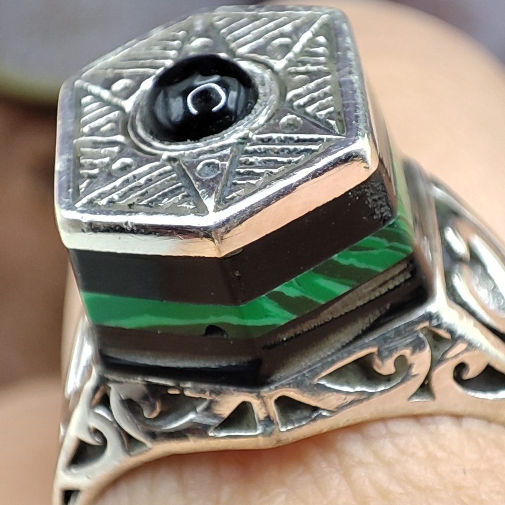 ANELLO etnico in argento 925 con pietra - POTAM